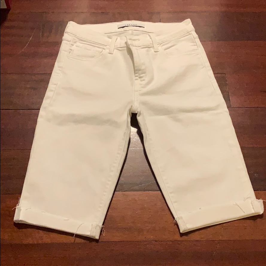 J Brand White Denim Cuffed Shorts